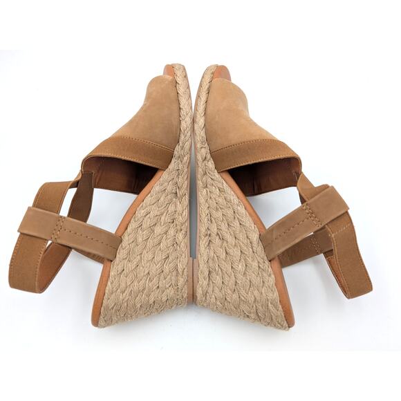 Andre Assous Nalik Wedge Sandal Women's Elastic Strap Brown Size US9.5M EU40 - Picture 5 of 14